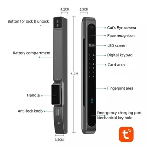Wifi thông minh khóa cửa máy ảnh không thấm nước IP68 Đầu đọc dấu vân tay gỗ cửa tương thích tạm thời mật khẩu điện tử khóa kỹ thuật số - Product Image 5