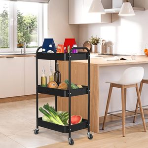 รถเข็นโลหะ 3 ชั้น พร้อมล้อเลื่อนสำหรับจัดเก็บอุปกรณ์ - Product Image 5