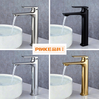 Robinet de lavabo moderne à poignée unique en alliage de zinc brossé avec cartouche céramique
