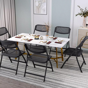 كرسي حديقة عصري قابل للطي من البلاستيك الأبيض والأسود بتصميم منقوش خفيف الوزن وعصري KS240 - Product Image 3