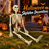 Décoration de squelette d'Halloween réglable, pour intérieur et extérieur, accessoires de maison hantée, squelette grandeur nature