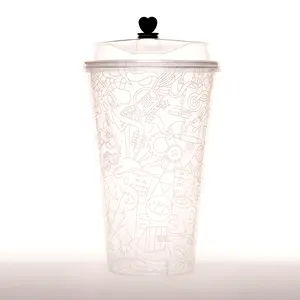 360ml 500ml 700ml 1000ml bicchieri di plastica per iniezione PP trasparenti riutilizzabili tazze di succo di latte Boba per bere freddo