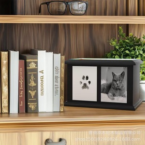 Wooden Pet Urn Rectangle 10 Capacity Secure Storage <b>Box</b> For Pet Photos And Paw Prints Small Animal <b>Memorial</b> Supplies - Product Image 3