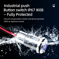 Interrupteur à bouton plat en acier inoxydable IP67 de 12 mm avec anneau LED