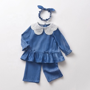 Ensemble 3 pièces pour bébé fille avec col en dentelle, manches longues, tenue de <span class=keywords><strong>princesse</strong></span> printemps automne avec bandeau - Product Image 1