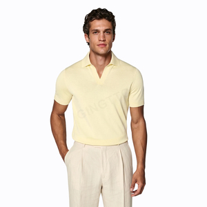 En stock – Nouveaux polos décontractés <span class=keywords><strong>sans</strong></span> boutons à manches courtes pour hommes, personnalisables avec logo, vente en gros en vrac pour l'été - Product Image 4