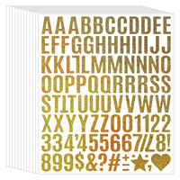 Autocollants lettres adhésifs en vinyle style nordique, police épaisse, paillettes or et argent, imperméables, résistants à l'huile et aux rayures