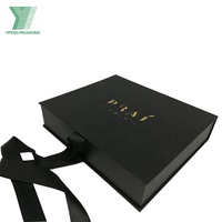 Coffret en papier mat noir, logo personnalisé imprimé, pour bikini, maillot de bain, sous-vêtements, lingerie, boîte-cadeau avec ruban