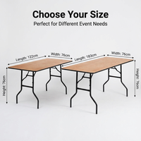 Table pliante rectangulaire en contreplaqué portable pour hôtel, prix de gros, pour mariage, banquet, parc