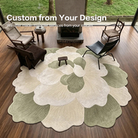 Tapis d'appoint Dsermer fait main de luxe en laine, moderne, à poils longs, motif floral abstrait, design persan, réversible, adapté aux animaux domestiques, 1 pièce