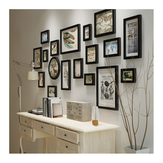 Modern Home Gallery Wall Set by Rustic Pine Wood Photo Frames Assorted Sizes for Family Pictures Living Room Decor