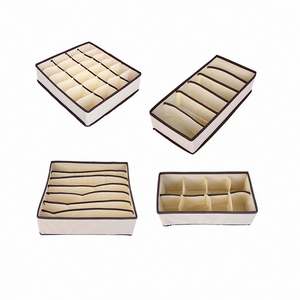 Lot de 4 organiseurs de tiroir pliables en tissu tressé pour sous-vêtements, boîtes de rangement pour soutiens-gorge et chaussettes - Product Image 3