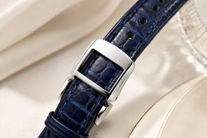 Reverso Designer Flip <b>Watch</b> Blue Leather Strap 904L Stainless Steel Sapphire Crystal Suitable For Women - Product Image 6
