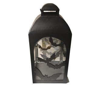 Halloween decorativo tema pipistrello in metallo portacandele con vetro lampada tempesta per decorazioni per la casa - Product Image 6