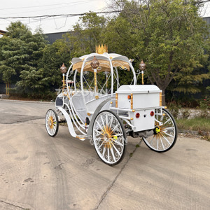 ZOWN Electric Pumpkin Carriage White Metal <b>Frame</b> Gold Crown Outdoor Wedding Transportation - Product Image 5