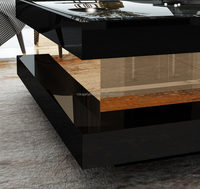 Table basse carrée de Style italien de luxe Table centrale de soutien en acier inoxydable artisanale en marbre haut de gamme Table à thé de salon familial