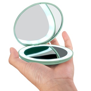 Miroir de maquillage portable mini LED avec logo personnalisé, avec lumières, rechargeable, compact pour les voyages - Product Image 3