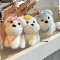 Peluche chiot de dessin animé, pendentif de sac, peluche pour machine à attraper, vente en gros, porte-clés chien en peluche avec casquette de baseball