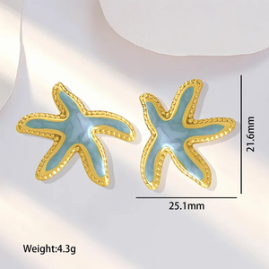 Pendientes de Estrella de Mar Asimétricos de Alta Calidad para Mujer, Chapados en Oro con Recubrimiento PVD, Acero Inoxidable 304, Duraderos, Modernos y a la Moda - Product Image 6