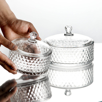 Pot de rangement en verre gaufré avec couvercle, récipient en verre transparent multi-usages pour l'organisation des aliments sur le comptoir de la cuisine à la maison