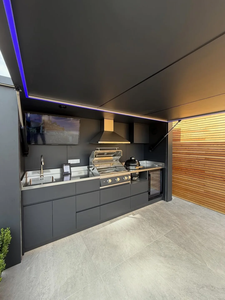 Cuisine extérieure en conteneur isolé, cuisine préfabriquée personnalisée avec cuisinière, évier, réfrigérateur, espace de cuisson extérieur - Product Image 4