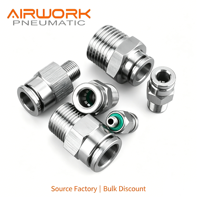 Konektor Pneumatik Industri Cepat Pasang, Fitting Selang Udara, Coupler Logam Push-in Seri PC, Tabung 4-16mm, Garansi 3 Bulan, Video