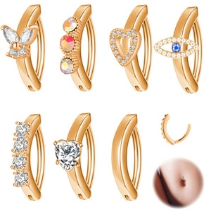 Anillos de Ombligo Modernos de Acero Inoxidable con Diamantes de Imitación, Ojo del Diablo, Corazón y Mariposa, Joyería para Piercing Corporal - Product Image 2