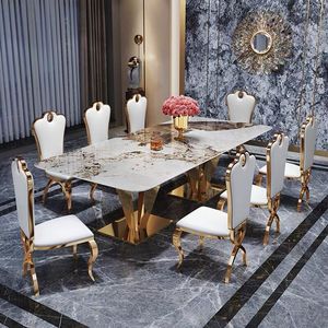 <span class=keywords><strong>Table</strong></span> <span class=keywords><strong>à</strong></span> <span class=keywords><strong>manger</strong></span> rectangulaire moderne de luxe en acier inoxydable <span class=keywords><strong>avec</strong></span> dessus en marbre Tavolo Da Pranzo italienne pour la <span class=keywords><strong>salle</strong></span> <span class=keywords><strong>à</strong></span> <span class=keywords><strong>manger</strong></span> - Product Image 5