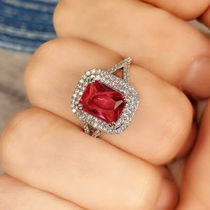 Nuevo anillo brillante con corte de princesa cuadrado, anillo de compromiso de moda europea para mujer - Product Image 5