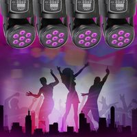 Iluminación LED RGBW 4 en 1 para Escenarios, Cabeza Móvil, Luces DJ, Control DMX512/Activación por Sonido, Clasificación IP33, para Fiestas, Espectáculos, Bodas, KTV