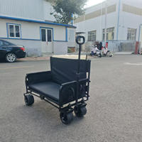Chariot pliable multifonctionnel pour le shopping, les pique-niques et les travaux en extérieur, avec un grand espace de chargement et une structure métallique stable.