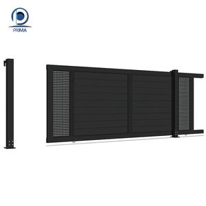 Panel de listones negros con incrustaciones de grano de madera simétrico, entrada personalizada para patio de villa, puerta de entrada de aleación de aluminio - Product Image 4