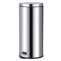 Poubelle Ronde en Acier Inoxydable 20l 30l 40l, Bac à Déchets de Cuisine, Couleur Chrome Miroir
