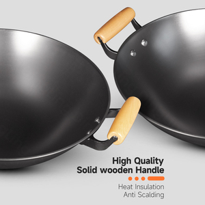 <span class=keywords><strong>Wok</strong></span> de cuisson <span class=keywords><strong>en</strong></span> <span class=keywords><strong>fonte</strong></span> de qualité supérieure, sans revêtement, avec poignée <span class=keywords><strong>en</strong></span> bois, écologique, capacité 3-5L, pour la cuisine et la friture - Product Image 5