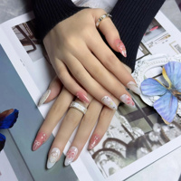 Kuku Akrilik Buatan Tangan Warna Putih Susu Dasar Pink Oranye Glitter, Hiasan 3D Bunga Tulip, Pita, Mutiara, dan Berlian Imitasi