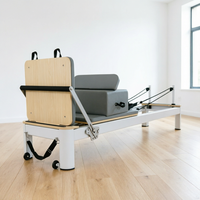 Máquina de Pilates Reformer de Aleación de Aluminio Blanca con Caja y Tabla de Salto para Gimnasios Comerciales, Estudios y Uso Profesional en Casa