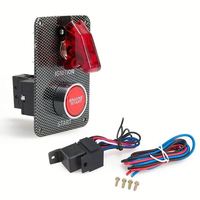 Panneau de commande d'allumage de course en fibre de carbone, interrupteur simple 12V avec LED rouge pour démarrage moteur de voiture de course