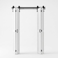 Porte de grange pliante en MDF, 72" x 84", kit de quincaillerie inclus, pré-assemblée, revêtement PVC imperméable
