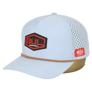 Promotional Hot Selling Custom Silicone Patch Logo 5 Panel Laser Mesh White Baseball Caps For Men/Women