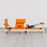 Reformer Pilates pliable en bois d’érable avec pieds réglables Machine de fitness professionnelle pour studio et maison