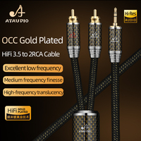 ATAUDIO HiFi 3.5 double câble audio RCA OCC plaqué or pour téléphones haut-parleurs connecteur mâle en Fiber de carbone pour microphones lecteurs DVD