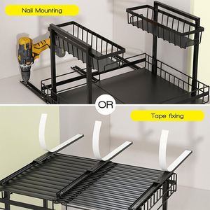 Expandable <b>Kitchen</b> Cupboard Sliding Cabinet <b>Basket</b> Shelf Organizer 2 Tier Spice Rack <b>Pull</b> <b>Out</b> Under Sink Organizer Storage Rack - Product Image 3