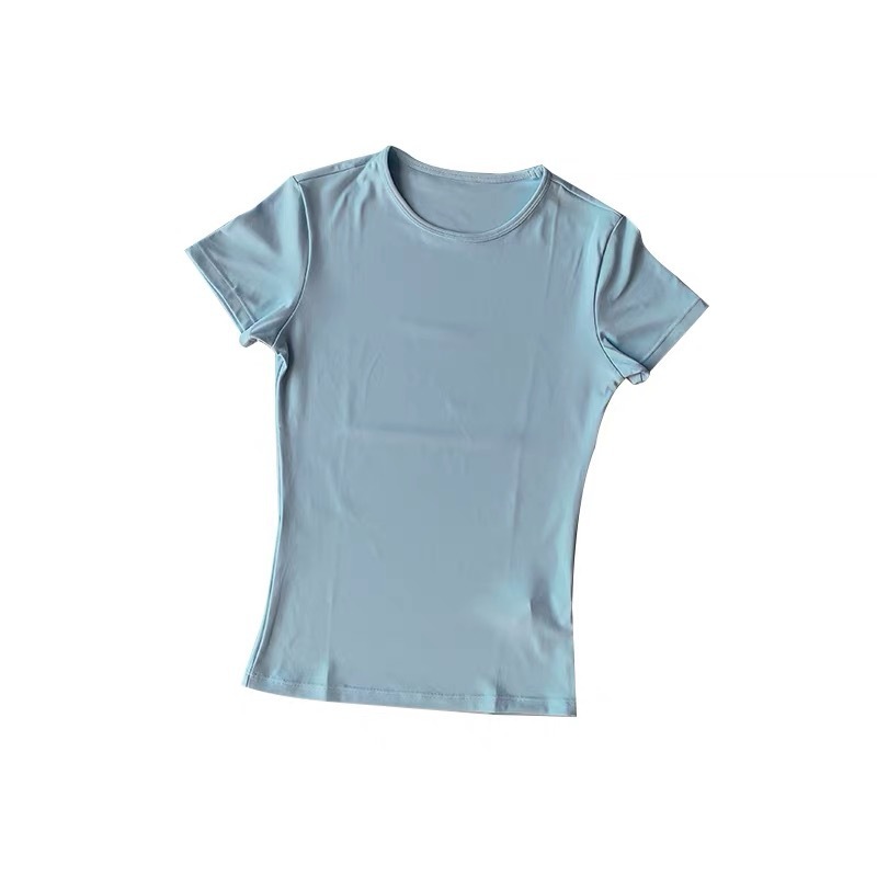 Nude Solid Color Yoga Fitness Wear Nine Quarter Sleeve Women Slimming Breathable Quick Dry Moisture Wicking Stretch Tight for