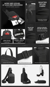 Wholesale <strong>Small</strong> Black Sling Crossbody <strong>Bag</strong> Custom Logo Single Shoulder <strong>Bag</strong> Waterproof RFID Casual Phone Chest <strong>Bags</strong> for Men <strong>Women</strong> - Product Image 2