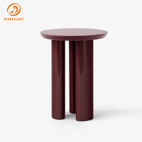 Table d'appoint de salon en bois au design moderne et simple, table ronde d'angle rouge pour hôtel et villa, mobilier