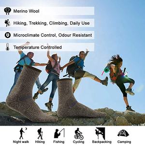 ออกแบบโลโก้ตามสั่ง ผลิตแบบ OEM ถุงเท้ากีฬาผู้ชายสำหรับเดินป่า ขนแกะเมอริโน่ 10%-100% นุ่ม อุ่น ซับแรงกระแทก - Product Image 6