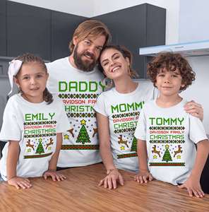 New custom streetwear bambini abbigliamento per adulti vestiti di <span class=keywords><strong>famiglia</strong></span> t-shirt set vestiti di natale manica corta <span class=keywords><strong>famiglia</strong></span> di corrispondenza set tshirt - Product Image 4