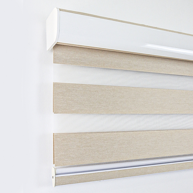 Light Filtering Day and Night Smart Motorized Remote Control Dual Layered Banded Zebra Shades Blinds for Window Home