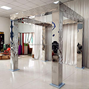 ฉากหลังงานแต่งงานกลางแจ้งทรงสี่เหลี่ยมแบบเรียบง่ายทันสมัย ทำจากสแตนเลสสีเงินแบบกระจก สำหรับงานแต่งงาน - Product Image 5