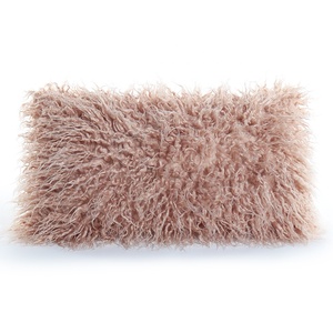Long Hair Faux Fur Throw Pillow <strong>Cover</strong> Soft <strong>Fluffy</strong> Mongolian Lamb Wool Cushion <strong>Cover</strong> for Home Sofa <strong>Bed</strong> Decoration - Product Image 3